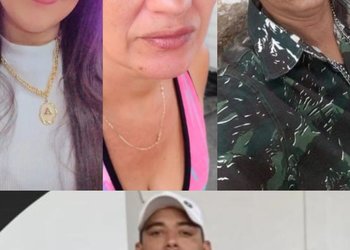 Na parte superior da foto as vítimas Aristânia, Antônia e Aminadabe (João). Na parte inferior, Valber, o autor do triplo homicídio. 