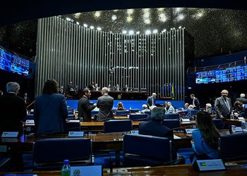 Senadores durante a discussão da matéria
