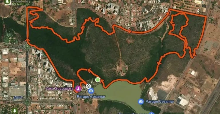 Trajeto do percurso de 10 km da corrida