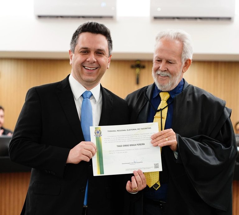 Tiago Dimas foi diplomado pelo TRE/TO em junho deste ano. 
