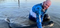 O pescador esportivo Pedro Henrique exibe pirarucu capturado antes da soltura no lago de Palmas|Arquivo pessoal/Pedro Henrique Lara