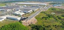 Vista aérea do complexo industrial da BYD em Camaçari, na Bahia. |