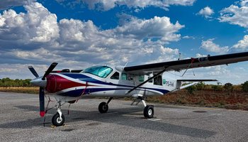 Aeronave equipada no aeroporto de Porto Nacional, onde foi montada a base de voos para o trabalho na região sudeste do Estado