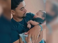 Caio e o filho, recém-nascido, vítimas fatais do acidente. |