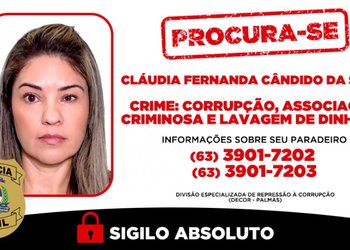 Imagem de Cláudia Fernanda divulgada pela Polícia Civil do Tocantins. 