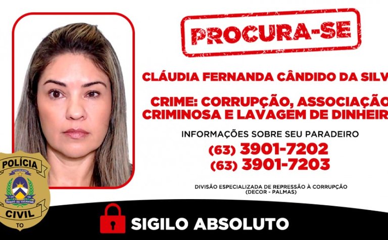 Imagem de Cláudia Fernanda divulgada pela Polícia Civil do Tocantins. 